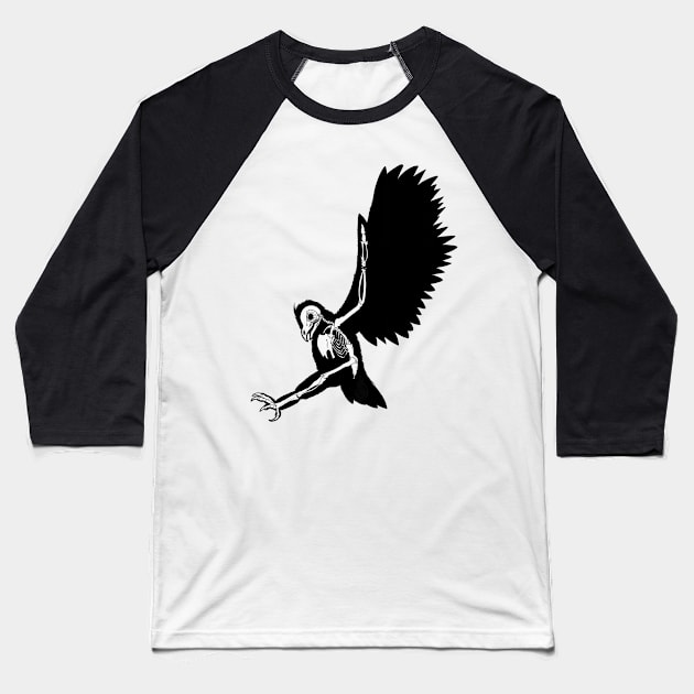 Skeleton Silhouette - Owl Landing Baseball T-Shirt by ForsakenSky